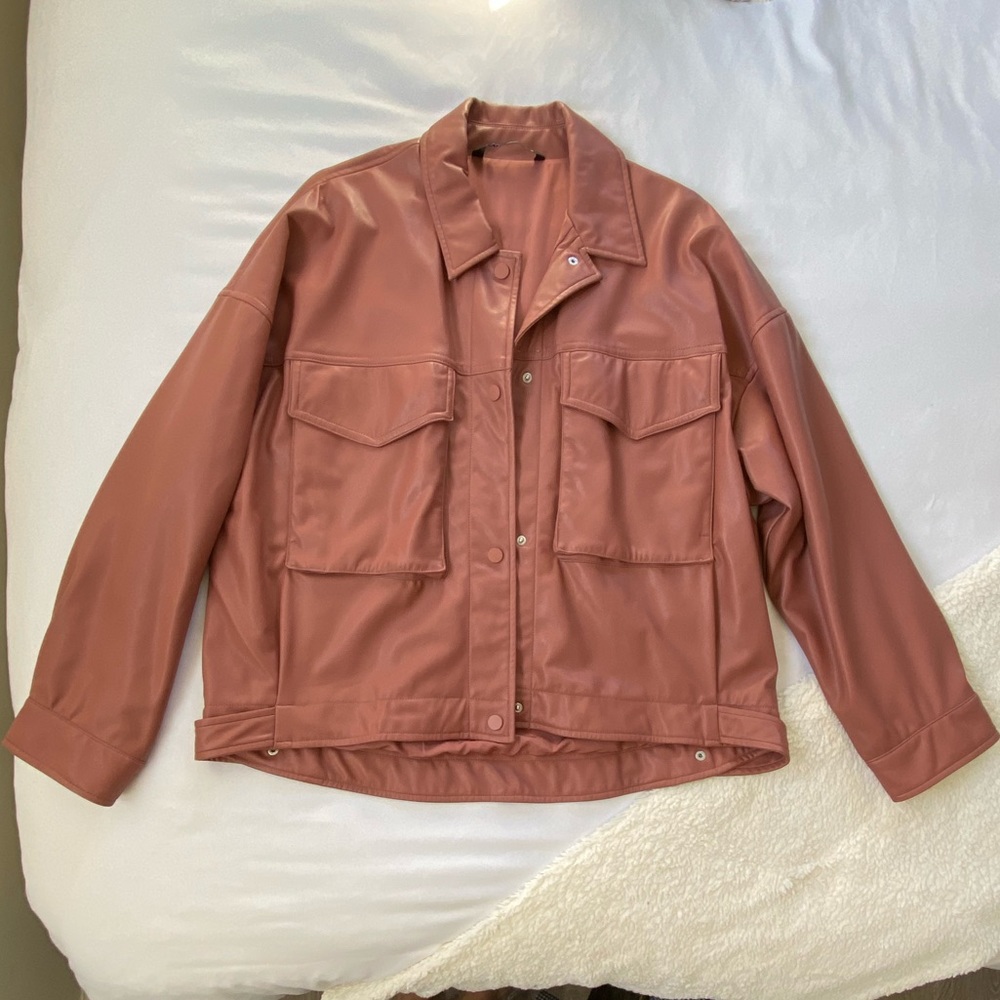Zara oversized Faux Leather Jacket